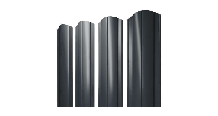 Штакетник Круглый фигурный 0,5 GreenCoat Pural BT, matt RR2H3 антрацитово-серый