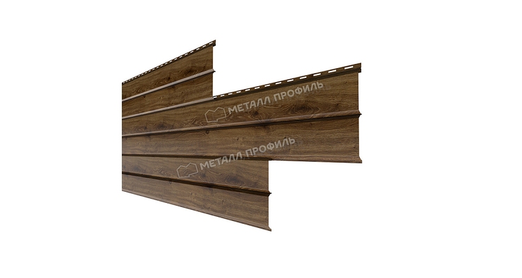 Сайдинг Металл Профиль Lбрус-XL-В-14х335 (ECOSTEEL_MA-12-Античный Дуб-0.45)