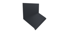 Планка примыкание верхнее к стене фальц Grand Line 150х130х20 0,5 PE с пленкой RAL 7024 мокрый асфальт (3м)