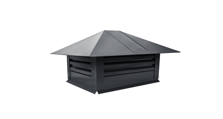 Дымник на трубу с жалюзи 520х390мм 0,5 Satin с пленкой RAL 7024 мокрый асфальт